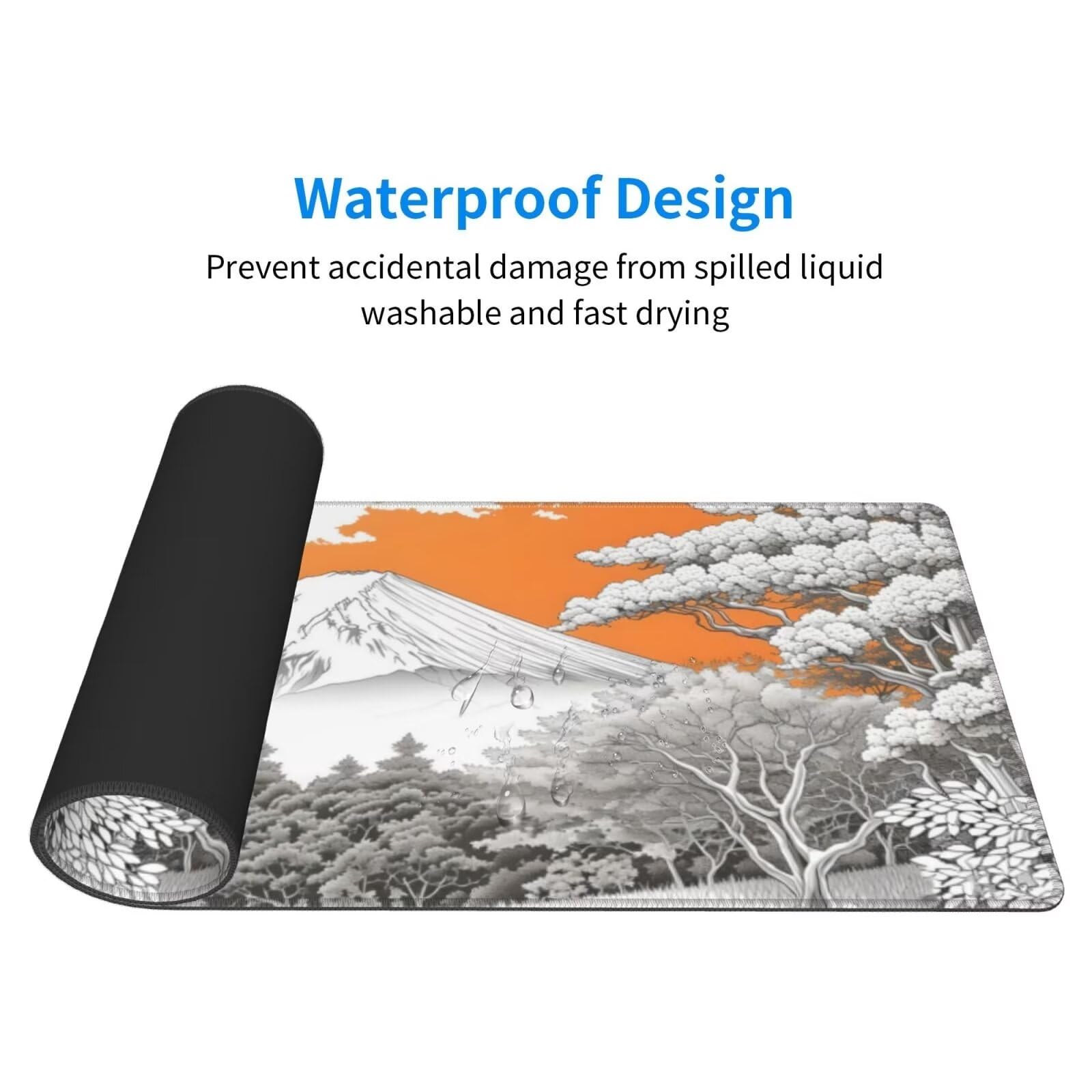 Tappetino Mouse, Tappetino Mouse Gaming Grande XXL 1500x800x3mm Tappetino Scrivania Mouse Pad, Base in Gomma Antiscivolo, Bordi Cuciti,Lavabile, Mousepad per Ufficio e Gaming (Fuji) R-190