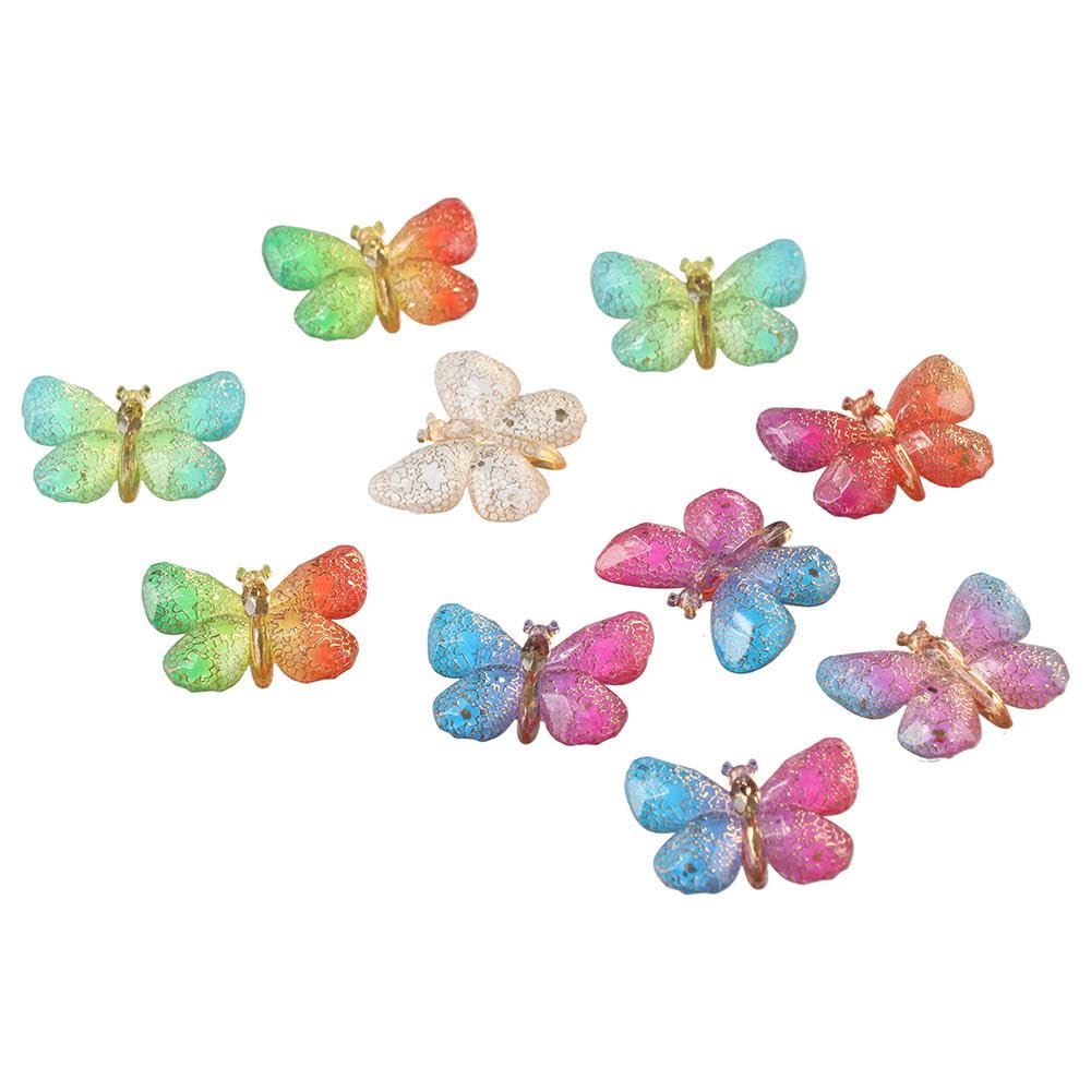 YYlingx 20Pcs Colorful Butterfly Shape Charms, Acrylic Cute Butterfly Embellishments for Scrapbooking,DIY Crafts - Image 2