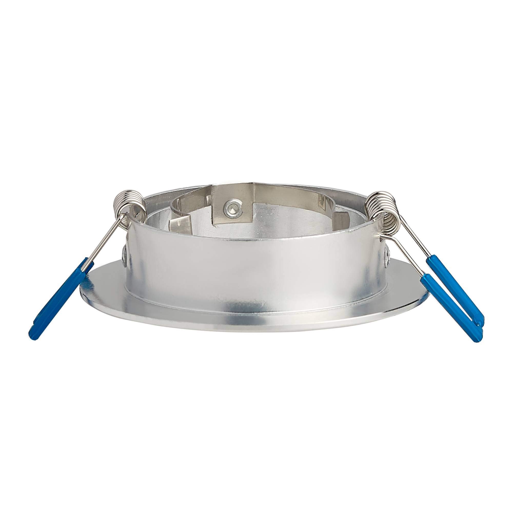Juego de 6 focos LED empotrables de 5 W, blanco cálido, 230 V, GU10, redondos, de acero inoxidable cepillado, orientables, de aluminio, 70 mm