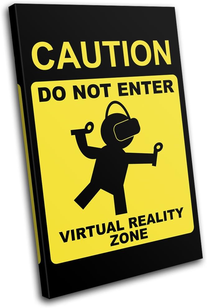 Bold Bloc Design – Virtual Reality VR Warning Room Gaming 120x80cm Single Canvas Art Print Box Framed Picture Wall Hanging – Hand Made in The UK – Framed and Ready to Hang Bold Bloc Design – Virtual Reality VR Warning Room Gaming 120x80cm Single Canvas Art Print Box Framed Picture Wall Hanging – Hand Made in The UK – Framed and Ready to Hang