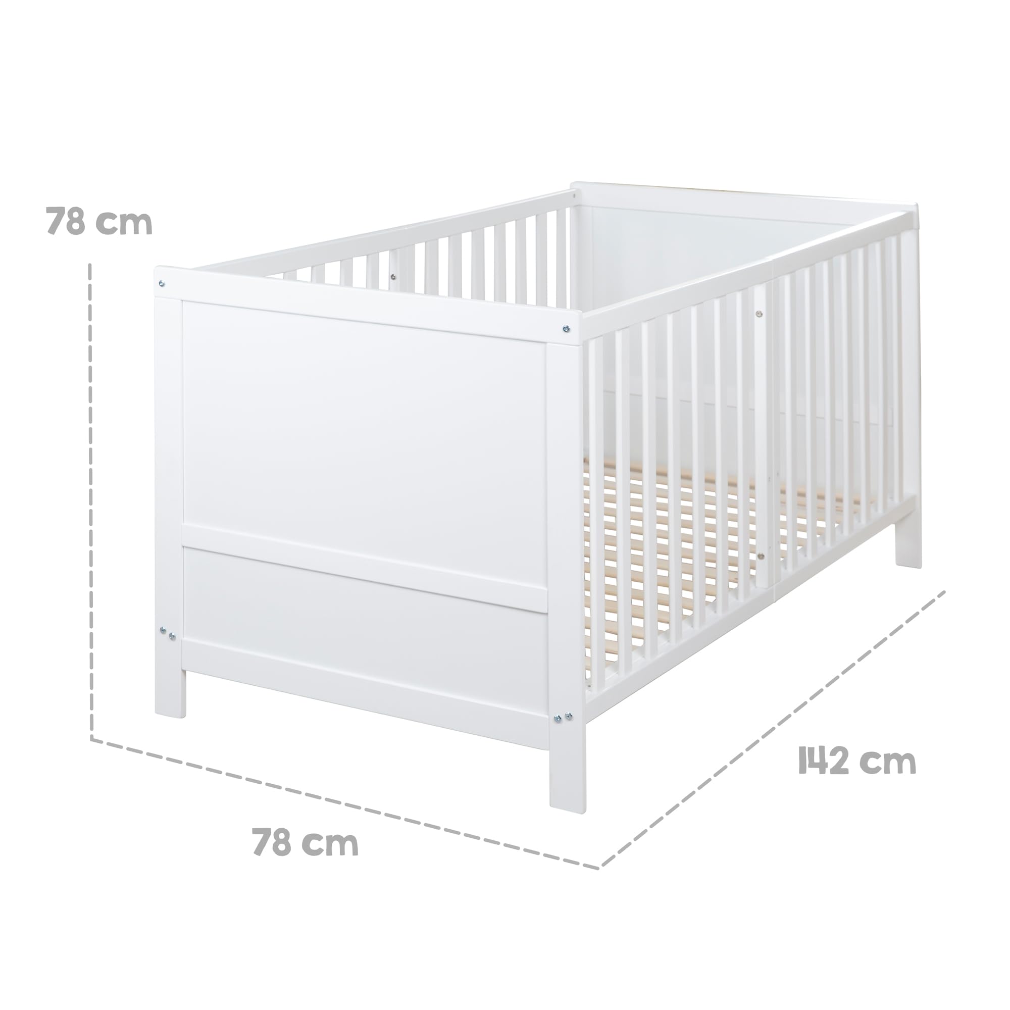 roba Lit Évolutif 70 x 140 cm Easy Sleep - Convertible en Canapé ou Lit Enfant - Jusqu'à 7 Ans - Hauteur Réglable - Coins de Conversion Inclus - 3 Barreaux Amovibles - Blanc
