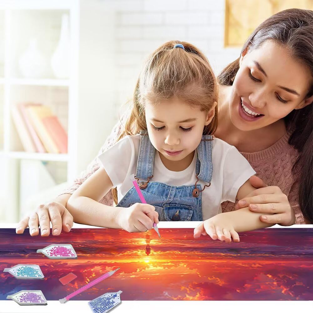 150x60cm DIY 5D Diamond Painting Kit Completo per Adulti, 5D Diamond Painting Tramonto Kit, Diamond Painting Oceano Grandi Dimensioni per Adulti, Kit Diamond Painting Natale Decorazioni Casa e Regalo