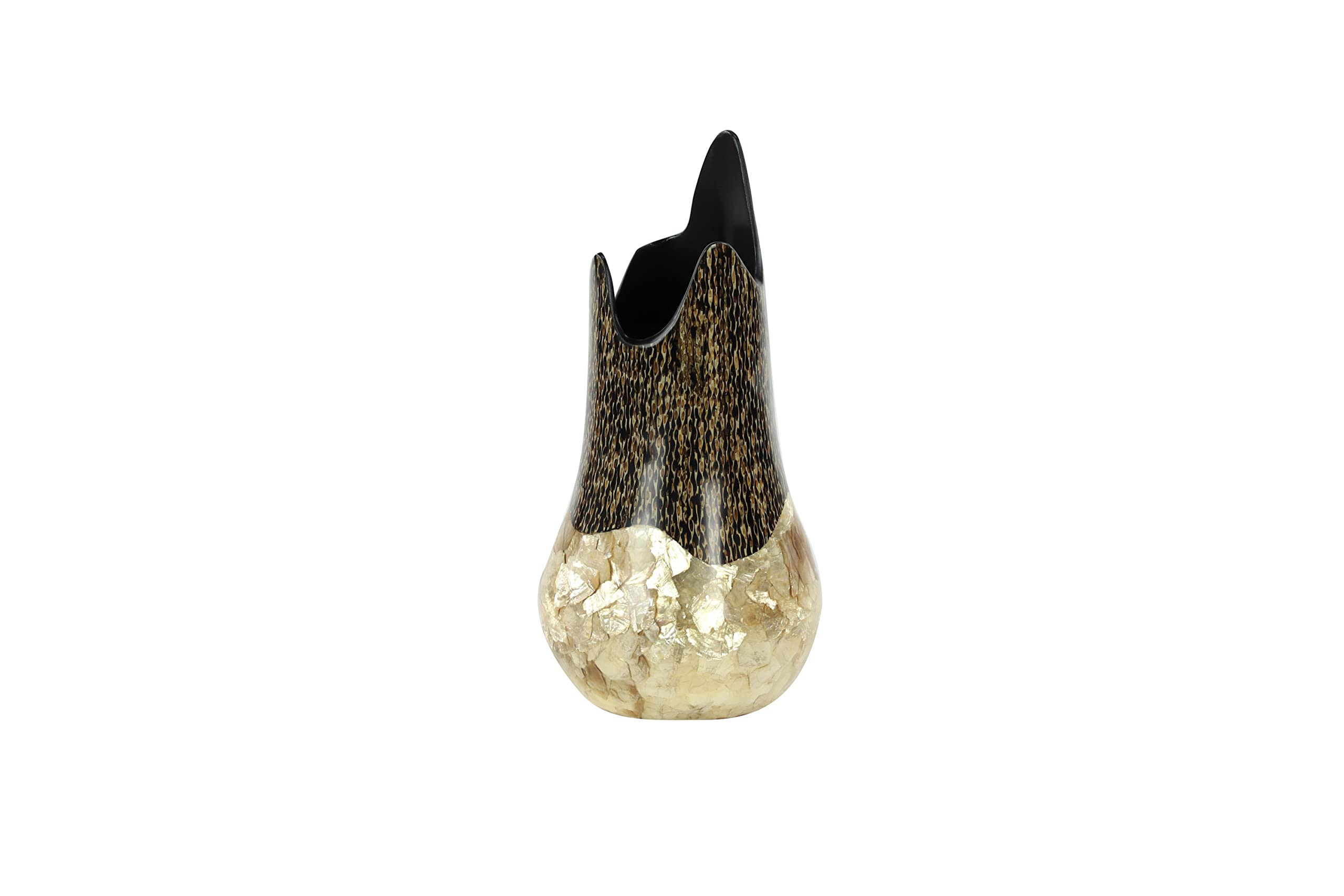 Grand vase Deco 79 en résine et nacre dorée pour la décoration du salon