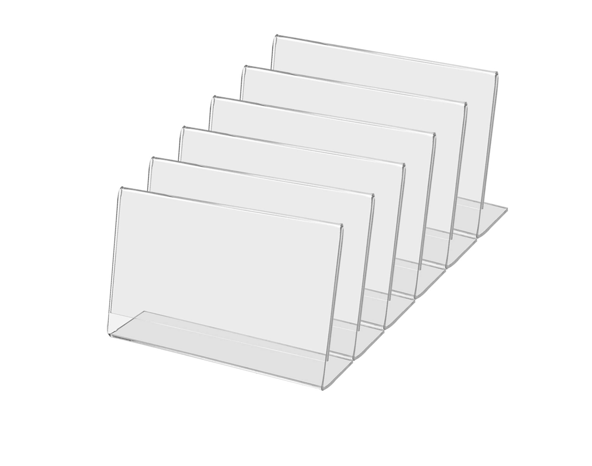 Marketing Holders 6 Pack 7 x 5 Inch Sign Holder L Shape Counter Side Loading Clear Acrylic Advertisement Holder Literature Flyer Postcard Frame