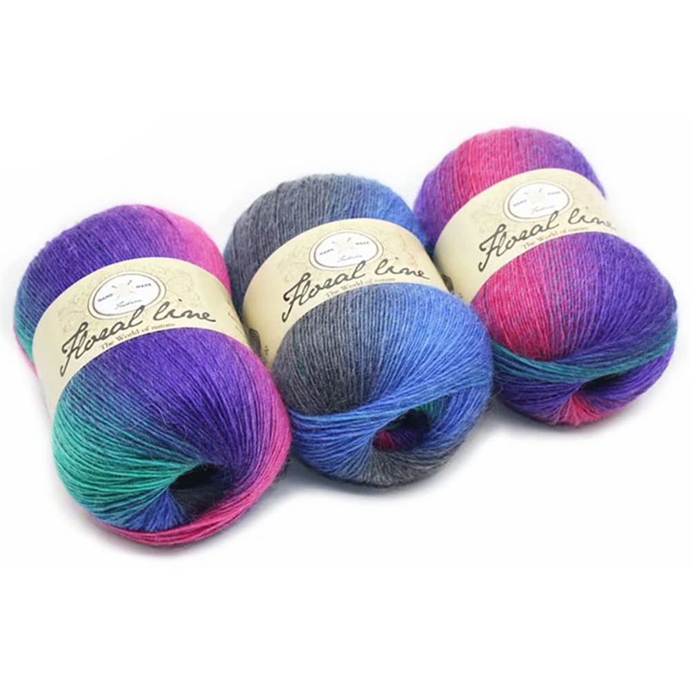 Laine à Tricoter Écheveaux De Fil Doux Arc-En-Ciel, 100g Pelotes