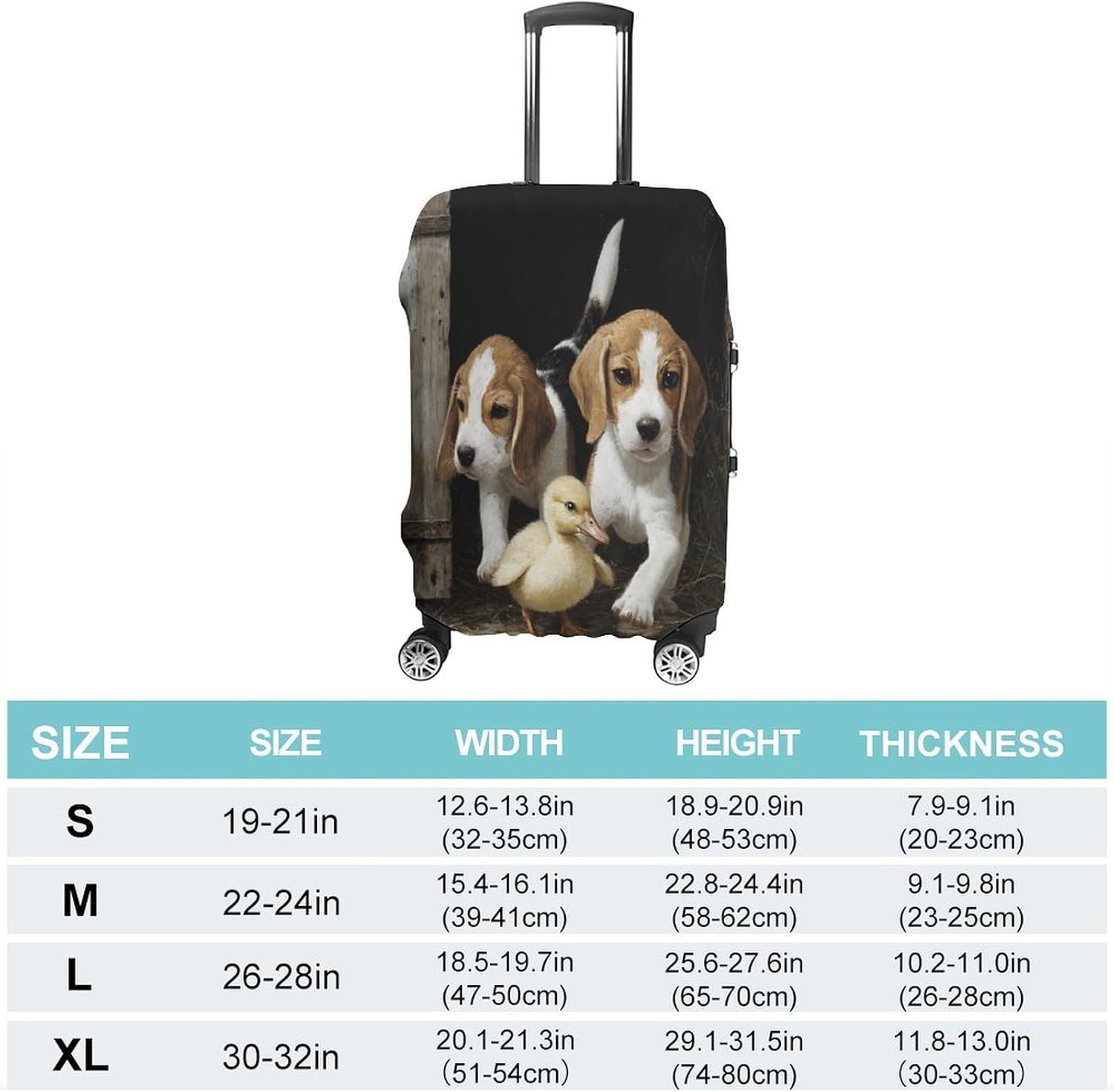 Beagle Dogs and Yellow Duck Funny Travel Luggage Case Cover Elastic Suitcase Protector Washable Baggage Covers Fits 19-32 Inch