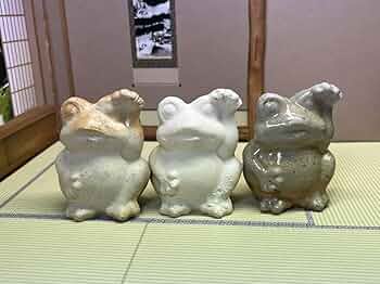 カエルの陶器彫刻2点セット カエルの陶器彫刻2点セット カエル豆皿セット | Poterie chic