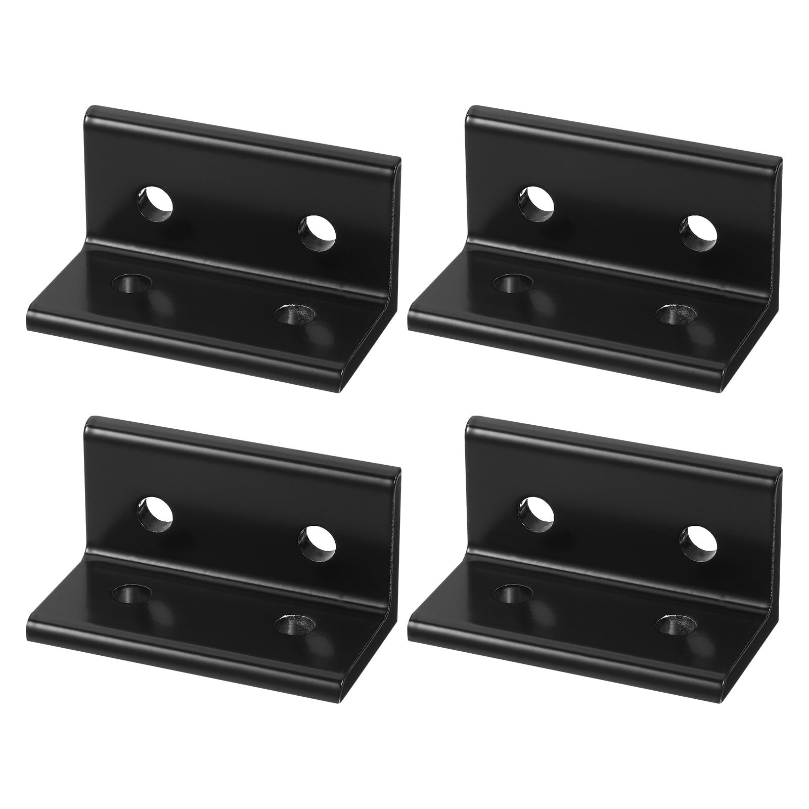 uxcell 4080 Aluminum Extrusion Profile Corner Bracket, 4 Holes L-Shape Black Bracket, Right Angle Joint Connectors, 4 PCS