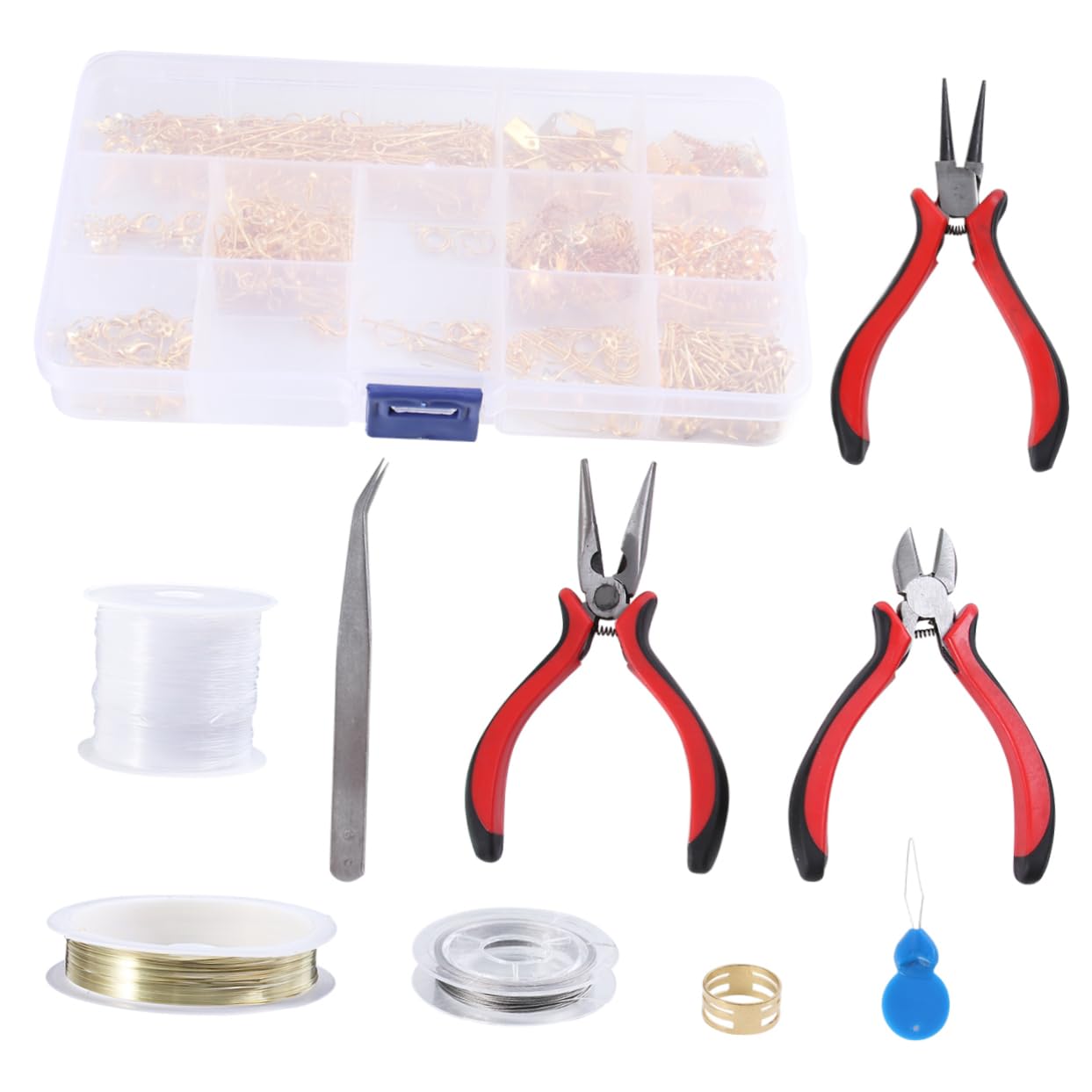 SHINEOFI Kit de Herramientas para Bisutería 768 Piezas en Caja, Alicates, Pinzas y Alambre de Metal para Hacer Joyas en Casa