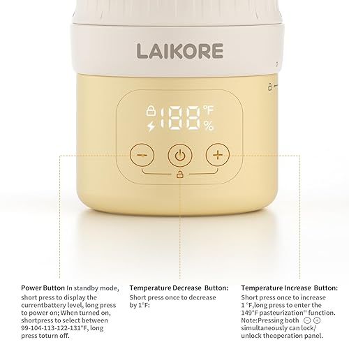 Miniatura 8 de Calentador de biberones portátil AI 2025 para viajes, calentador de leche inalámbrico de 17 onzas con batería desmontable, calentador de leche