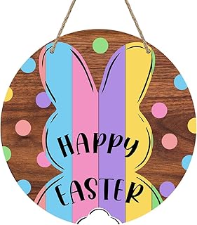 Easter Door Decorations Easter Wall Decor Easter Wreaths for Front Door Easter Door Hanger Happy Easter Wooden Door Sign for Indoor Outdoor Spring Decorations