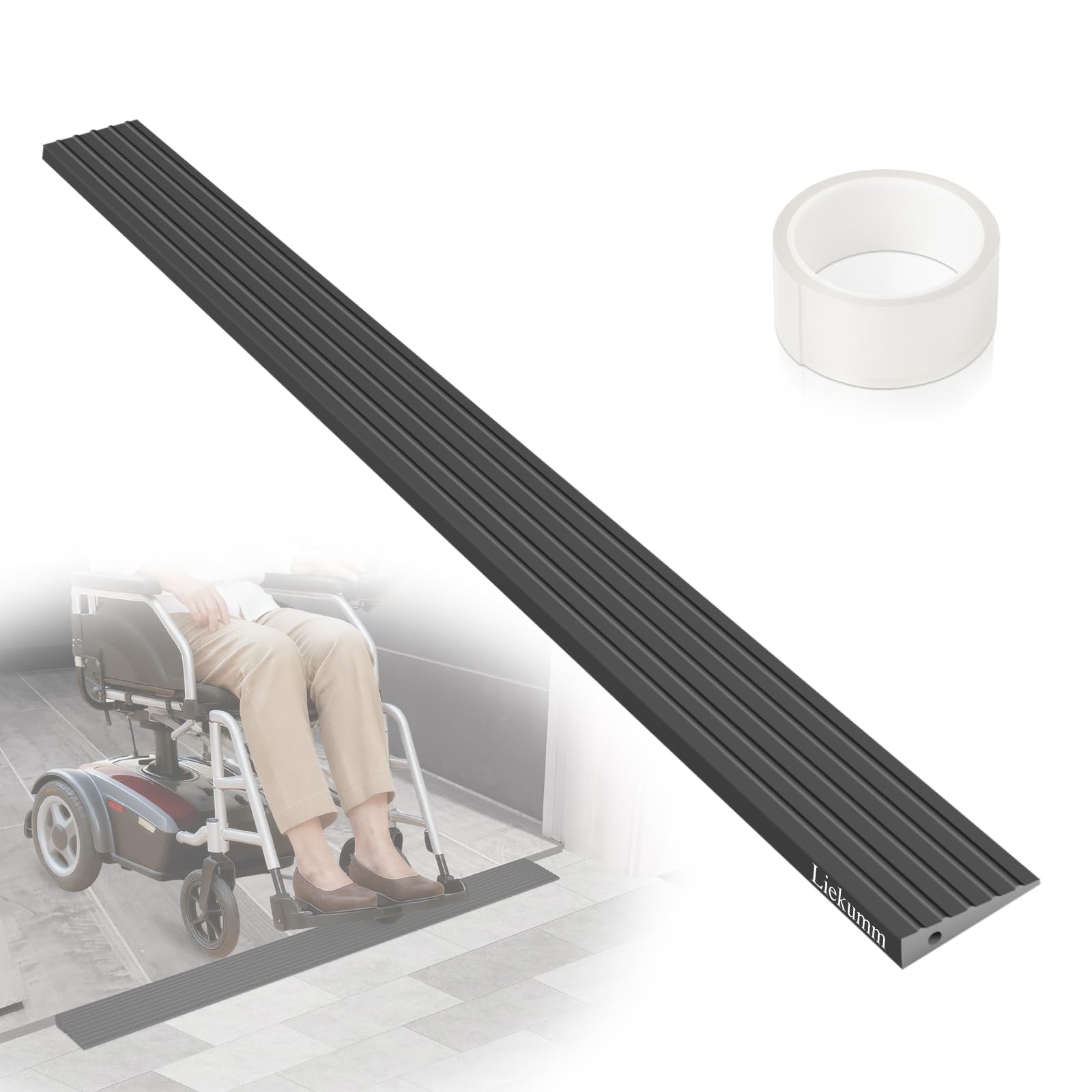 LIEKUMM 3/8" Odorless Threshold Ramp for Doorways, 2200 lbs Capacity