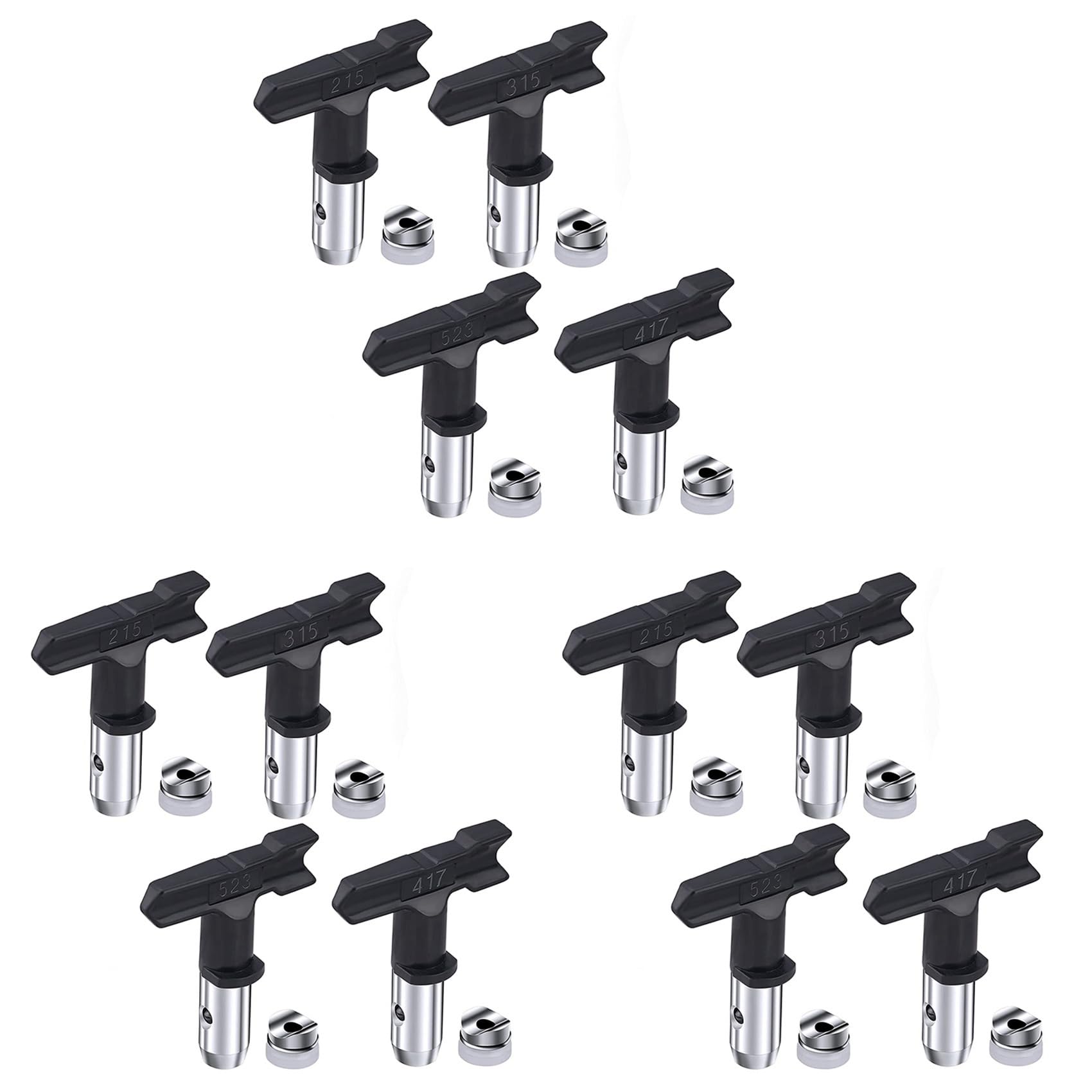 12Pcs Reversible Airless Paint Sprayer Nozzle Tips, Airless Sprayer Spraying Machine Parts(215,315,417,523)