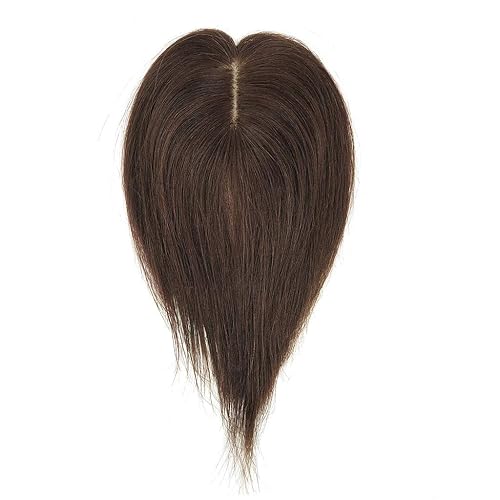 RemeeHi Pieza de cabello humano real de PU similar a la base de seda para mujer, Topper o tupé Wiglet Top Thin Loss Hair 7x10 Brown 11.8 in