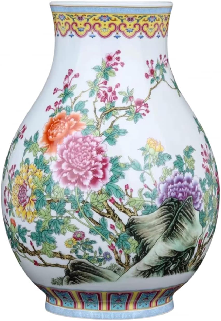 Vase Tabletop Chinese Ceramic Flower Antique Traaditional Decorative high 31CM