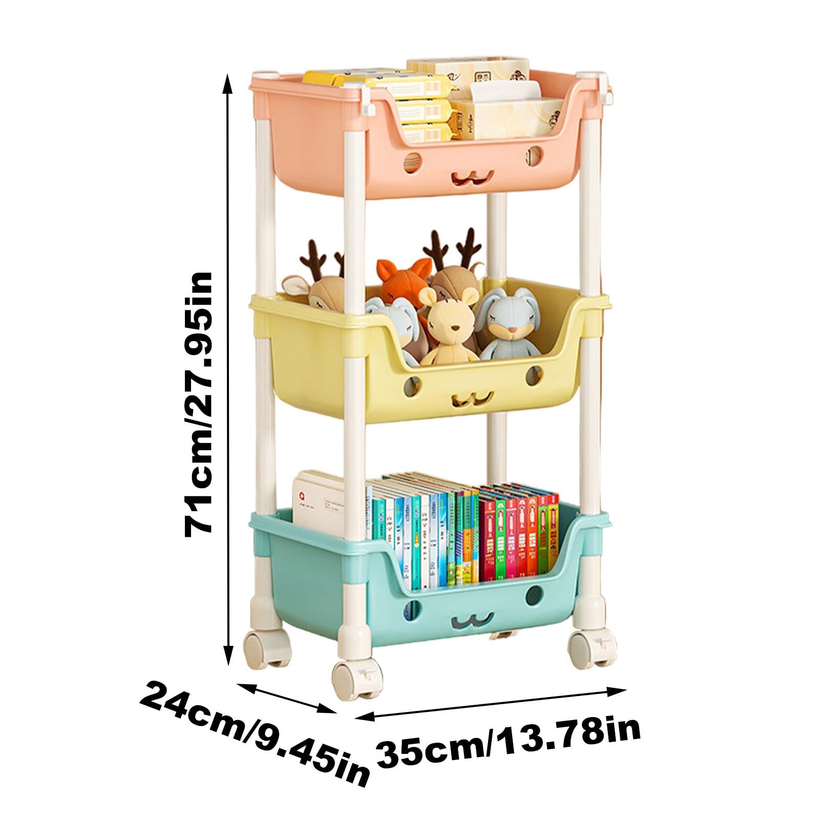 Estantería para juguetes para niños, organización y almacenamiento en la sala de juegos, estantería infantil de varios niveles con ruedas, organizador para niños, contenedor de almacenamiento