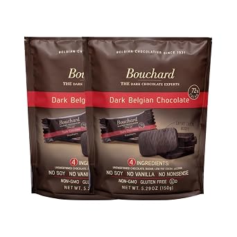 Bouchard Premium Belgian Dark Chocolate with 72% Cacao (5.29 OZ / 150g) (Pack of 3)