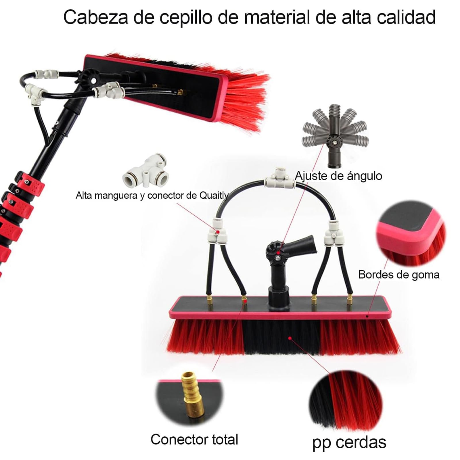 Kit Ts So de 30 pies para limpieza de cepillo Exble y dispensador de jabón alimentado por agua para techos, letreros y Truc Ultimate 9 m