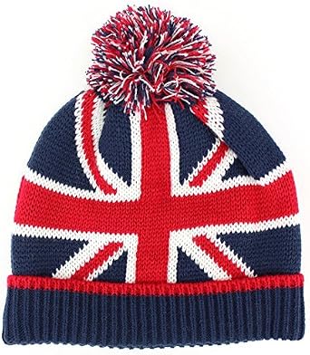 Hawkins flag beanie bobble hat UK Union 
