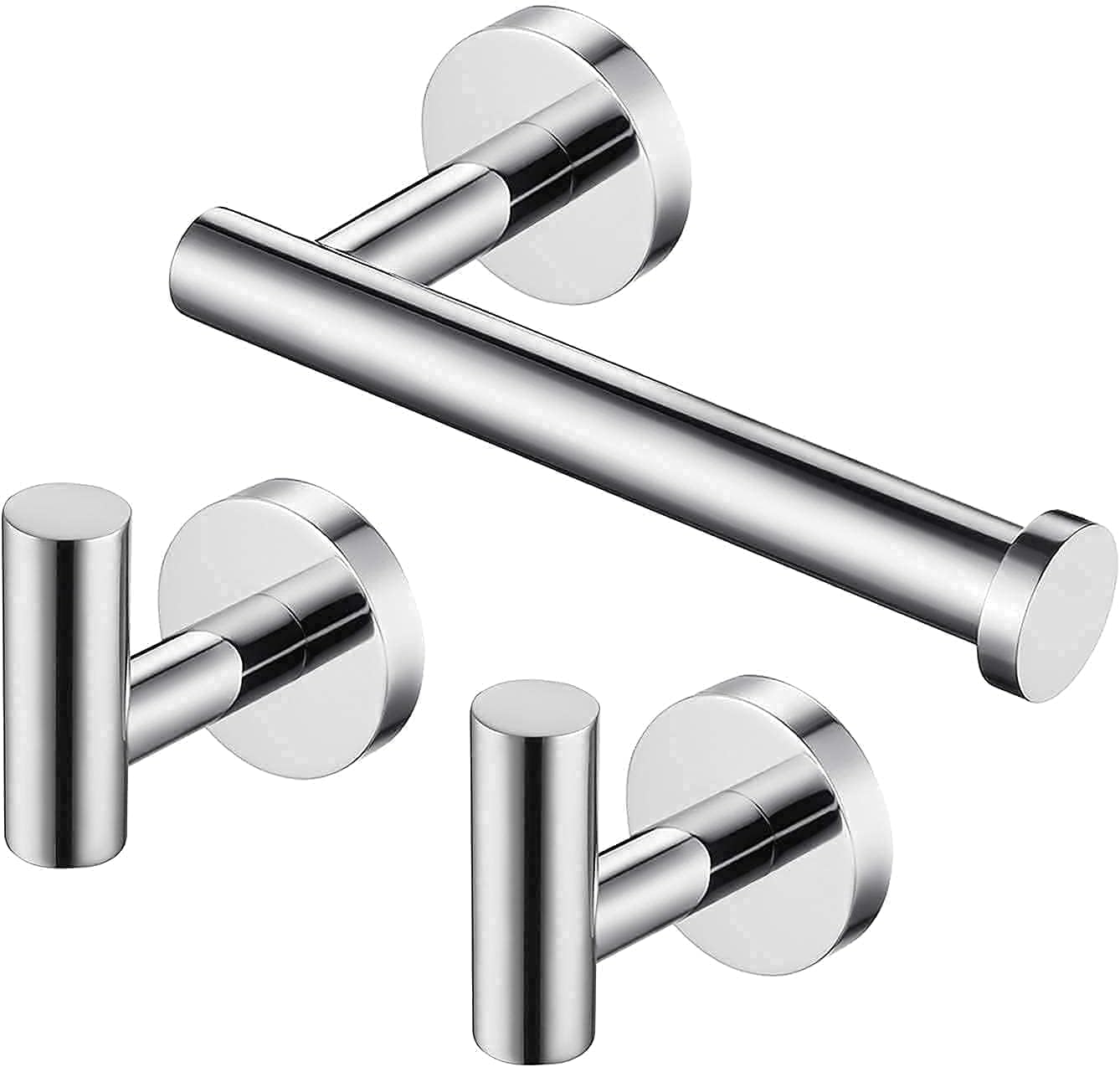 KES 3-Pieces Bathroom Accessories Set Toilet Paper Holder 2 Robe Hooks SUS304 Stainless Steel Rustproof Wall Mounted, A2175S12+A2164DG-P2