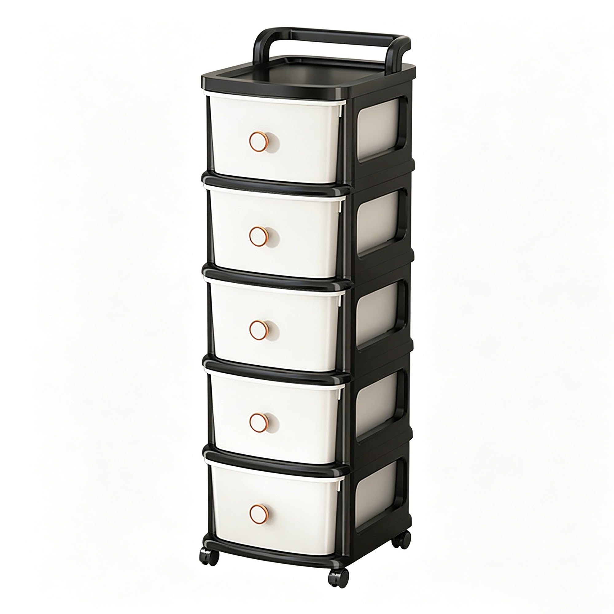 Plastic Storage Cart,Rolling Storage Cart On Wheels,Utility Rolling Trolley Mobile Utility Storage Trolley For Clothes Toys Snacks(D)