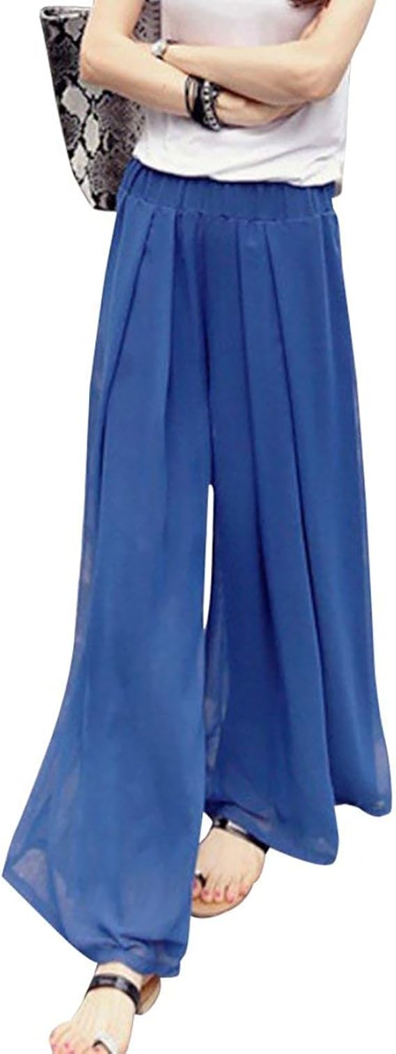 Donna Estivi Loose Gamba Larga Pantaloni Chiffon Confortevole Larghi Di  Vita Traspirante Vita Alta Casual Palazzo Pantaloni : Amazon.it:  Abbigliamento