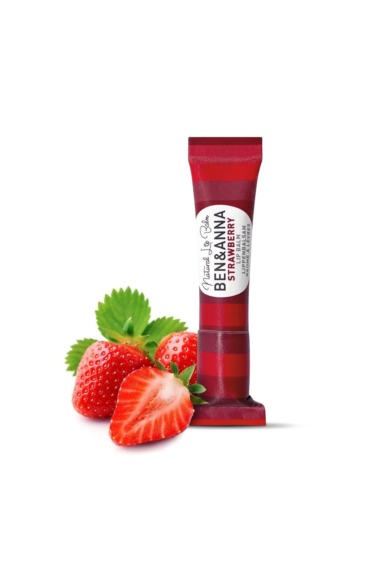 Ben & Anna Natural Lip Balm, Strawberry - 6g, Moisturizing, Plastic Free, Vegan, Cruelty-Free, Eco-Friendly
