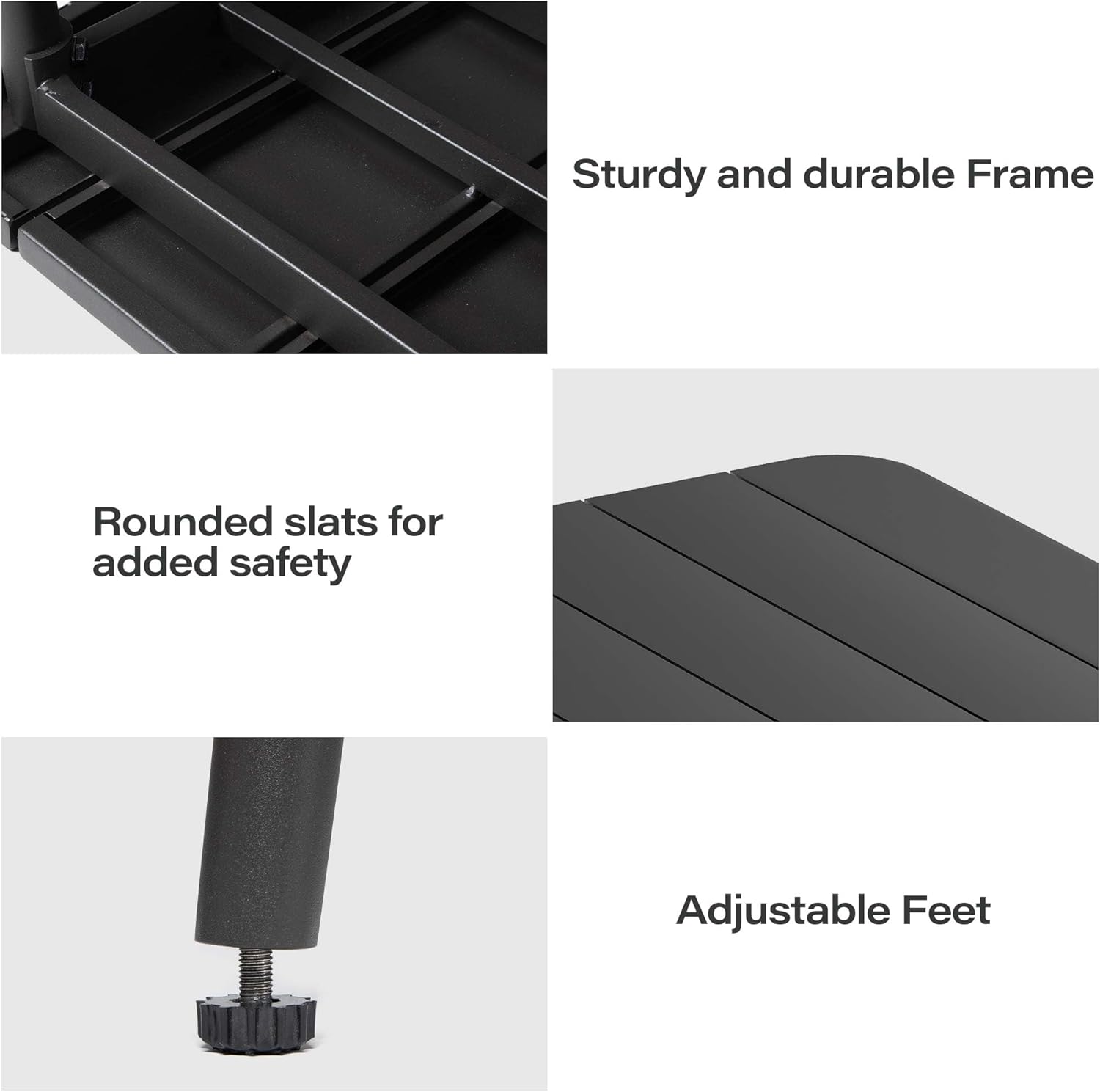 LAUSAINT HOME Outdoor Patio Dining Set, Metal Benches Set of 2 with Umbrella Hole for Patio, Garden, Backyard, Deck, Balcony