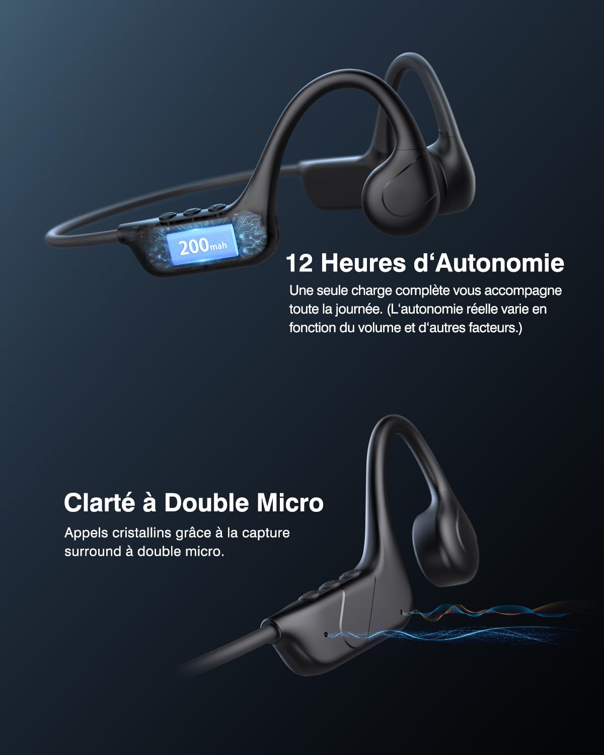 Casque Conduction Osseuse Bluetooth 6.0, Mémoire MP3 32 Go Intégrée | IPX8 Etanche Écouteur Natation, Autonomie 12 h, Casque Sport pour Natation / Course / Cyclisme / Fitness
