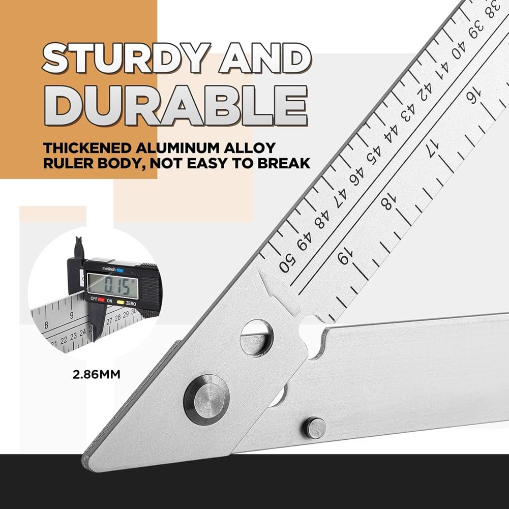 Regla Triangular Plegable de 24 Pulgadas para Carpintero, Herramienta de Construcción, Regla de Ángulo de Medición.