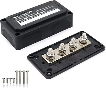 Namvo 300A BusBar Box, Heavy Duty Module Design Power Distribution Connecting Block with 4 x M8 Terminal Studs