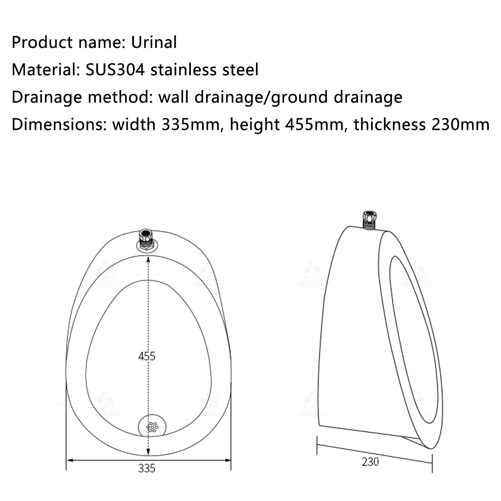 DFEDHF Stainless Steel Material Smart Sensor Urinal, Elongated Urinal Black with Flush Valve, High Efficiency Urinal Washout Wall Hung, for Home Hotel Restaurant(C)