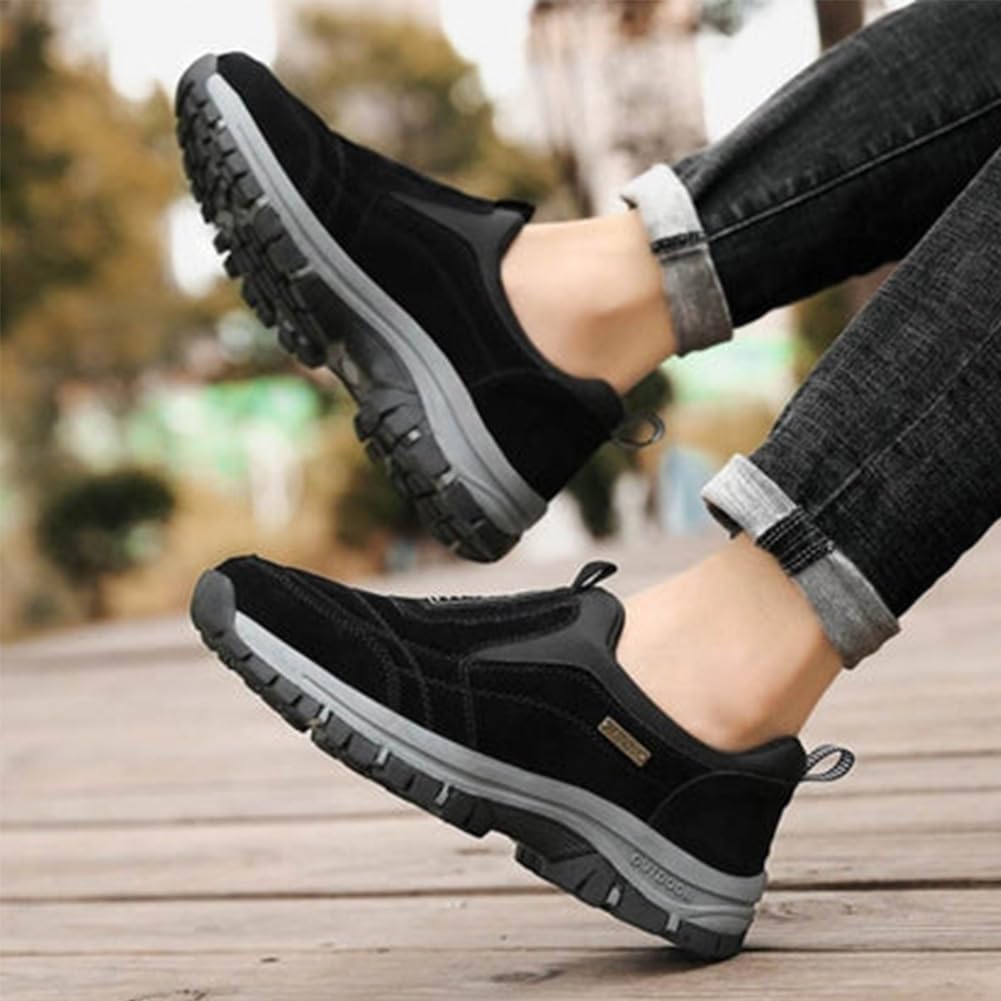 Zapatillas de senderismo para hombre, con forro polar, impermeables y antideslizantes, ligeras, cómodas, transpirables, para senderismo, senderismo