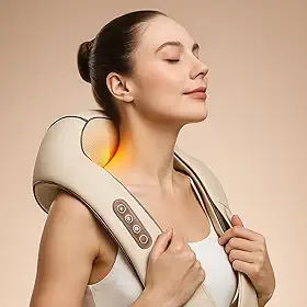 Massageador Shiatsu Elétrico para Ombros, Pescoço, Costas e Lombar com Função Aquecimento