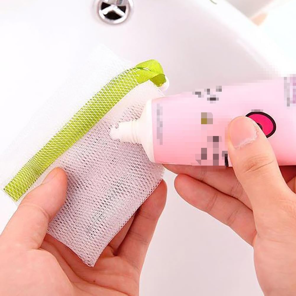 20 Pcs Exfoliating Mesh Soap Pouch Drawstring Foam Bag Soap Saver Sack Soap Foaming Net for Face Washing Color Random