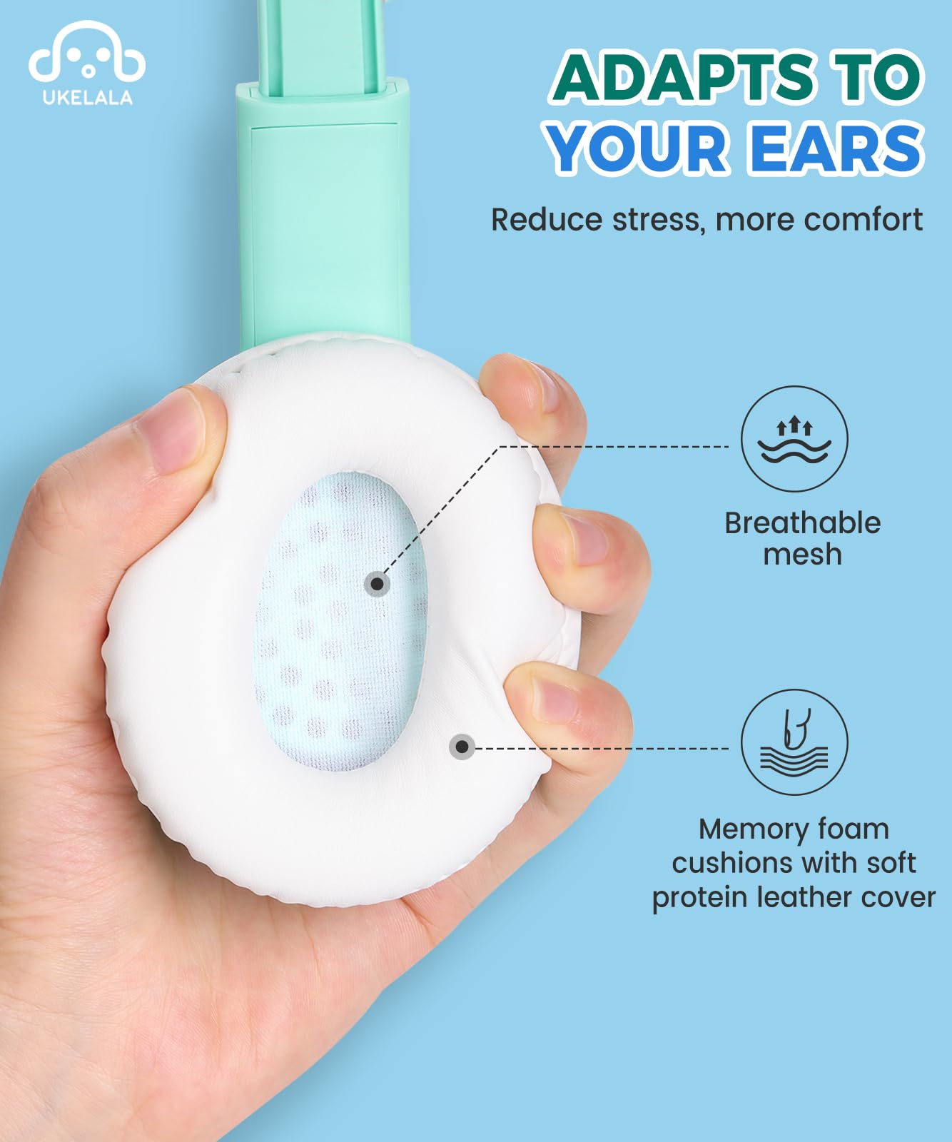 UKELALA C3 - Auriculares con cable para niños, auriculares con cable para niños y niñas con conector de 3.5 mm, plegable, diadema ajustable, auriculares para niños, para escuela, hogar, avión,