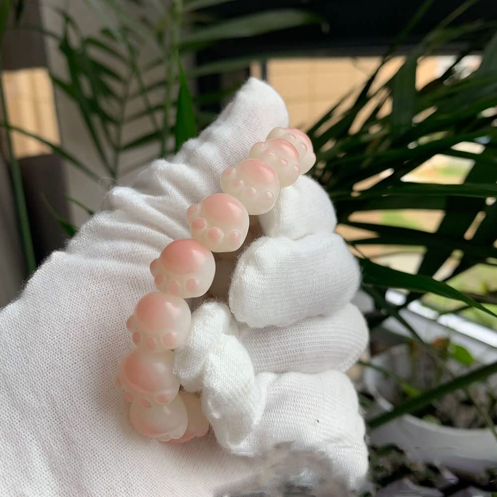 Adorabile Braccialetto con Perline di radice di Bodhi Bracciale Elasticizzato a Forma di Artiglio di Gatto Rosa Regali affascinanti e Divertenti for Gli Amanti dei Gatti,Perline Bodhi(13mm)