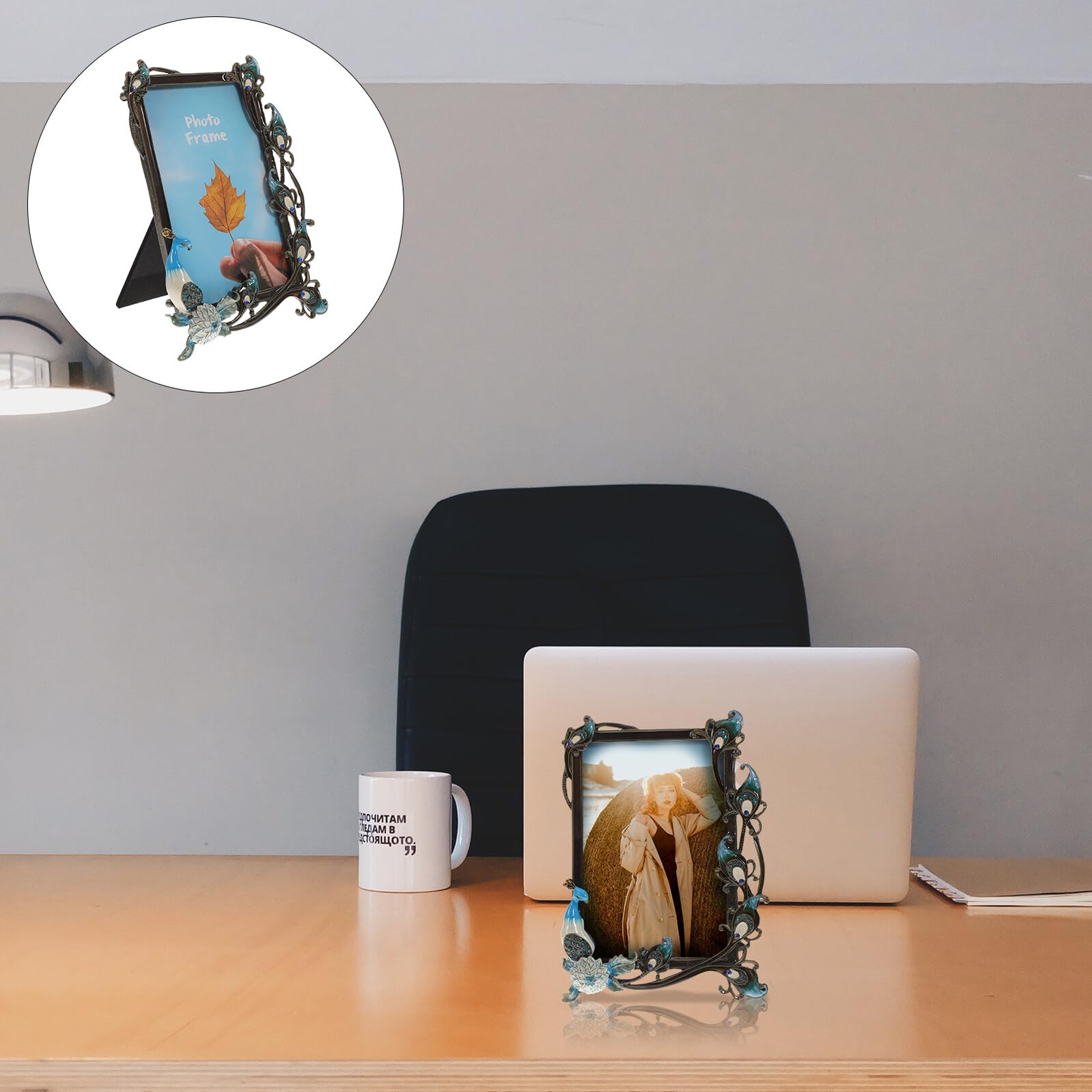 Toyvian Vintage Pfau Bilderrahmen Für Schreibtisch Hochwertige Verarbeitung Mit Elegantem Vintage-pfauenmuster Optimaler Schutz Für Wertvolle Erinnerungen Einfach Zu Bedienen Und Vielseiti