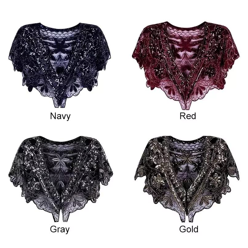 Specell 1920s Shawls Wraps Wedding Shawl Bridal Wrap Sequin Beaded Handmade Shawl For Evening Dresses Wedding Balls Party Etc2