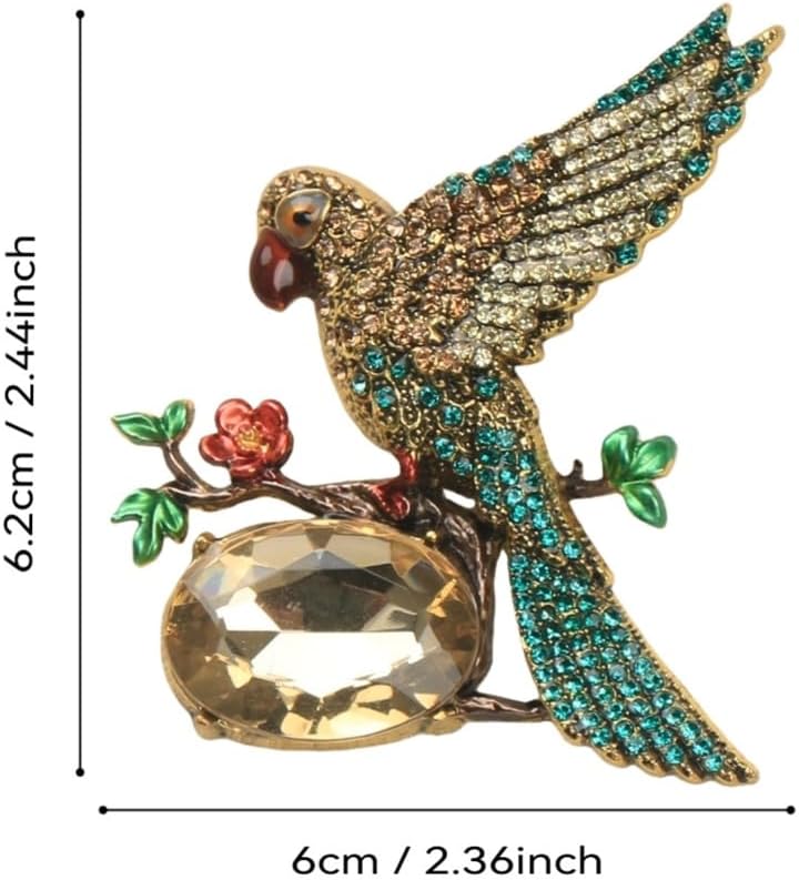 Versatile Alloy Parakeet Pin Brooch for Hat Scarf or Coat Decoration Featuring Crystal Accent Retro Style Accessory Gift