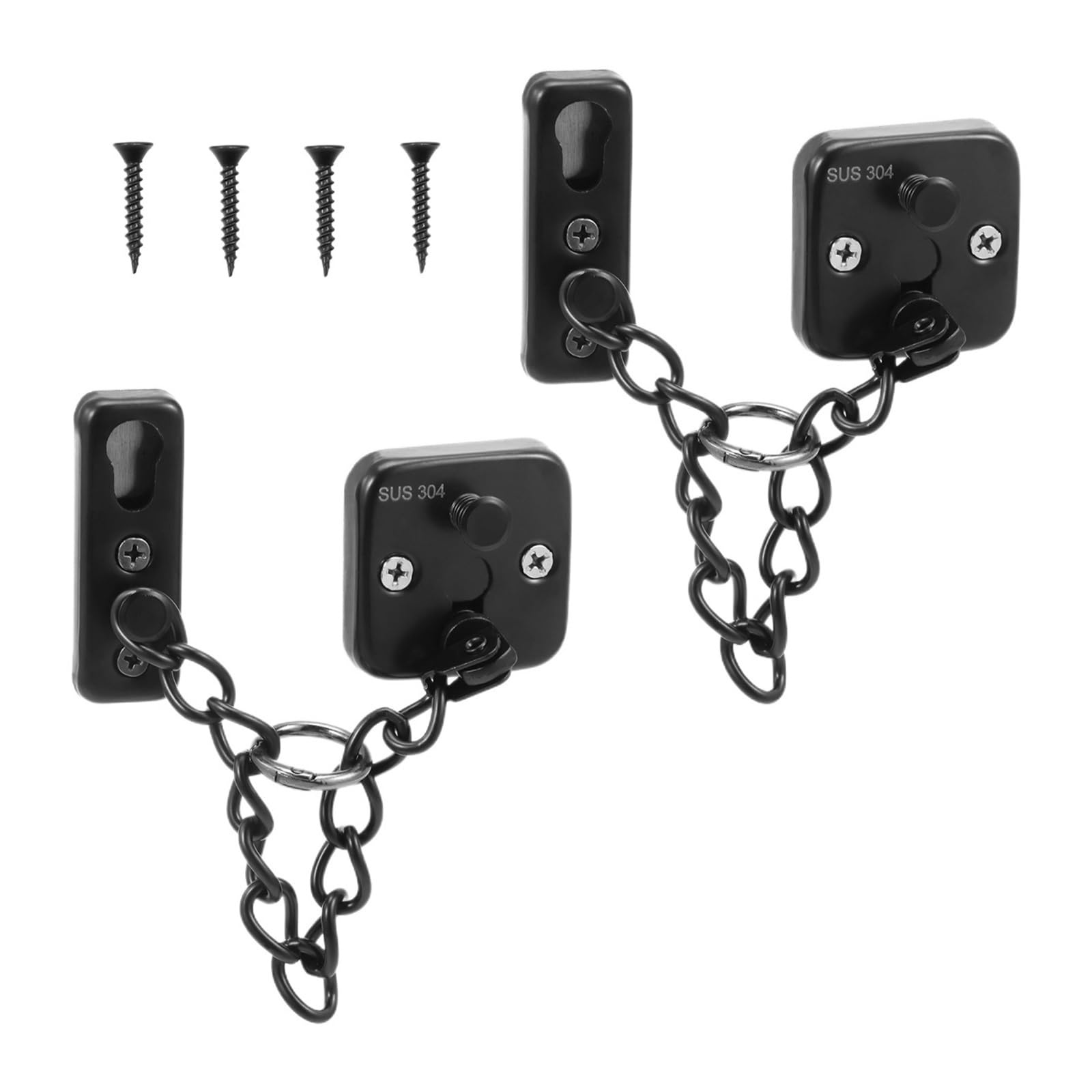 Yusuzh One Color 2Pcs Door Chain Lock Stainless Steel Security Latch Buckle For Home Hotel Apartment Screw Guard Accessorie For Door