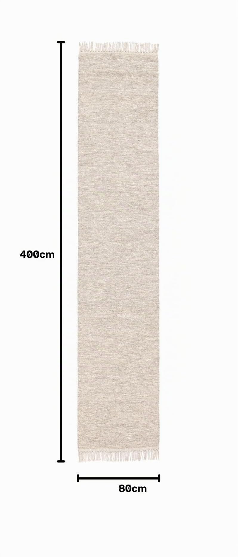 RugVista Melange Alfombra, 80 x 400 cm, Beige | Rectangular, Pelo corto, Limpieza en seco, Oeko-Tex 100, Sala de estar, Comedor, Dormitorio, Cocina, Pasillo