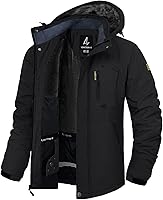 LZACTOIN-X Men's Waterproof Winter Ski Jacket - Insulated Fleece Snowboard Parka with 5 Pockets, Windproof & Warm