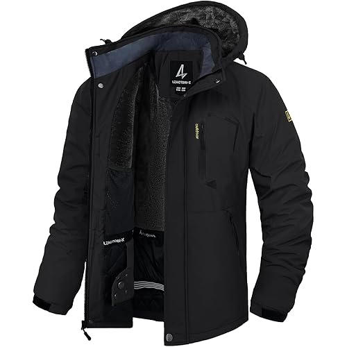 Men's Winter Ski Jacket Waterproof Fleece Coat Warm Insulated Snowboard Jackets Parka Raincoat With Multi-Pockets
