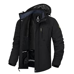 Mens Winter Ski Jacket Waterproof Fleece Coat Warm Insulated Snowboard Jackets Parka Raincoat With Multi-Pockets