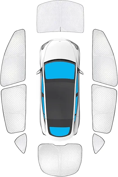 KMF 8pcs Thicken Full Window Sun Shades for Tesla Model Y Accessories 2020-2024, Tesla Y Privacy Car Window Covers Sunshade for Windshield Side Rear, UV Block and Blackout for Camping Outdoor