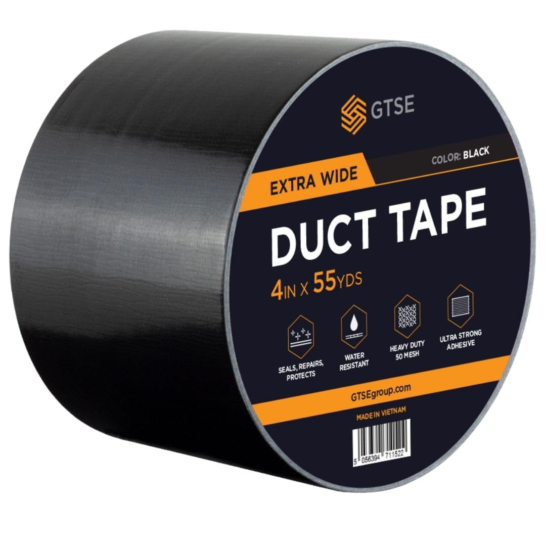 Gocableties - Cinta americana negra de 100 mm x 50 m - Cinta de tela resistente, ancha, adhesiva e impermeable - Para reparar, fijar, agrupar, reforzar y sellar - 1 rollo
