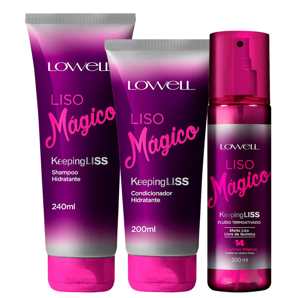 Lowell Liso Mágico Kit Shampoo + Conditioner + Fluid Thermo Activated