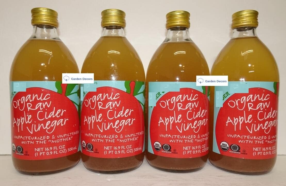 Trader Joe Organic Raw Apple Cider Vinegar 16.9fl oz 500ml (Four Bottles)