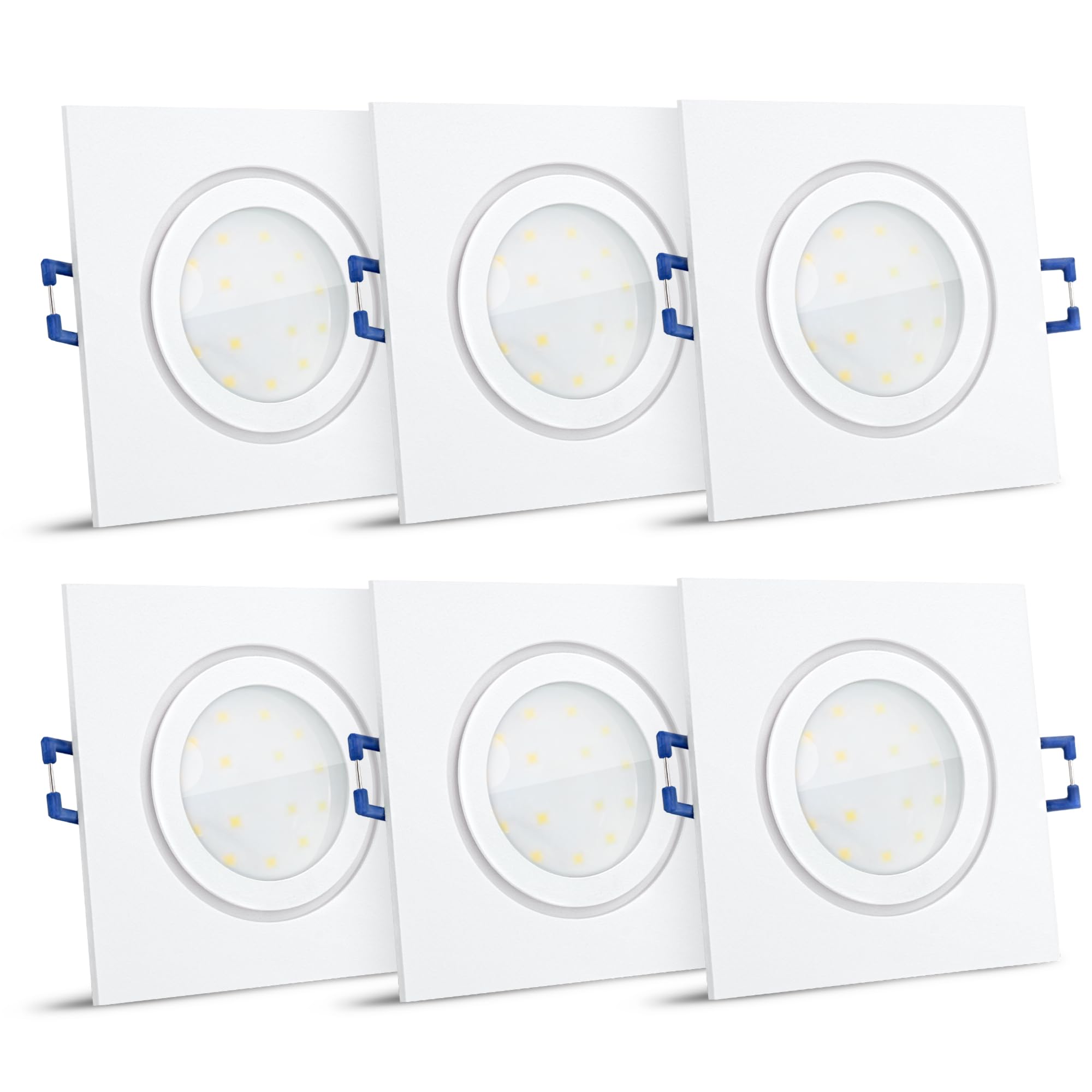 SSC-LUXon QW-2 Einbauleuchte LED Badezimmer IP44 extra flach - LED 4W neutralweiß tauschbar - Bad Einbauspot 230V weiß eckig